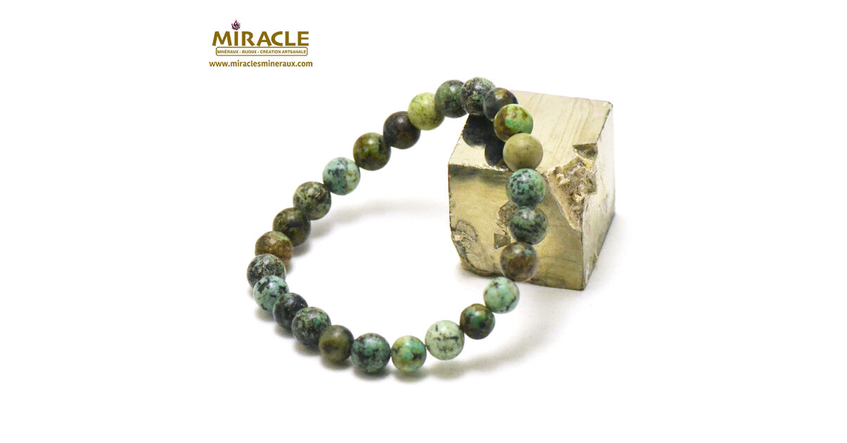 Bracelet Turquoise Africaine Avec Perles En Bois - Marque ABIJOUX - Neuf Avec étiquettes
